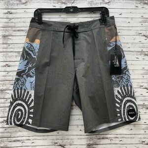 RVCA Drain Trunks Men's Size 30 Gray Board Shorts 4-Way Stretch 20" Length NEW